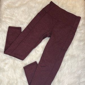 Khodan Burgundy Magenta Heather Workout Exercise Athletic Exercise Leggings